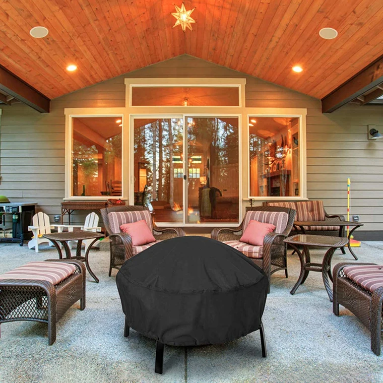 Hot Sale 210D Oxford circular courtyard fire pit harner pan fire basket fire pit cover