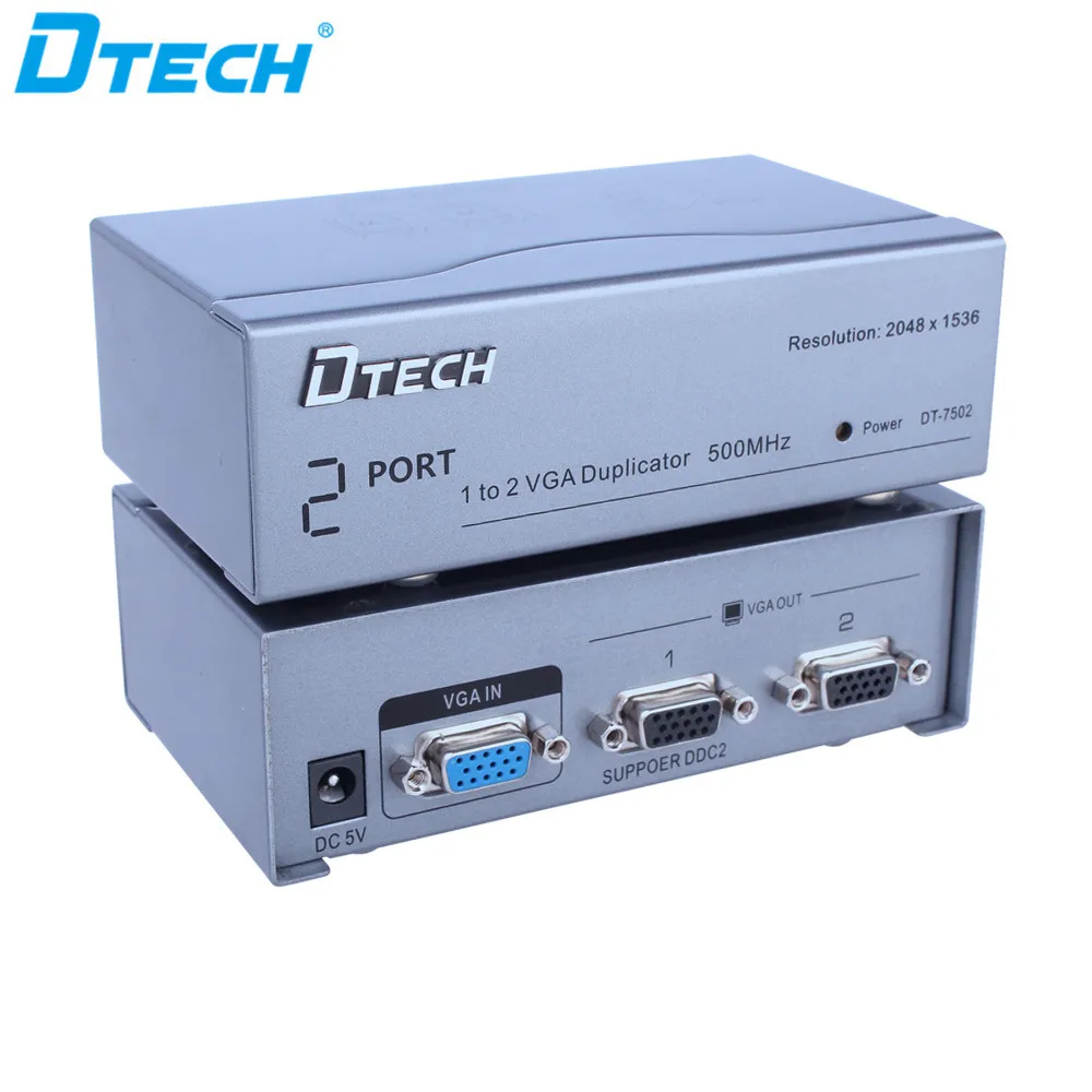  DTECH 2-портовый видеоразветвитель 350 МГц 1 вход 2 выход VGA разветвитель