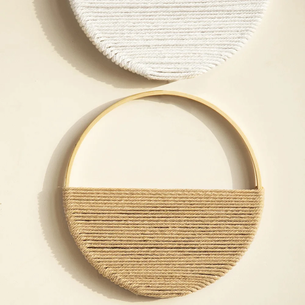 Modern 2 Pcs Macrame Wall Hanging Woven Boho Circle Wall Decor Art Chic Handmade Home Decorations For Apartment Nursery