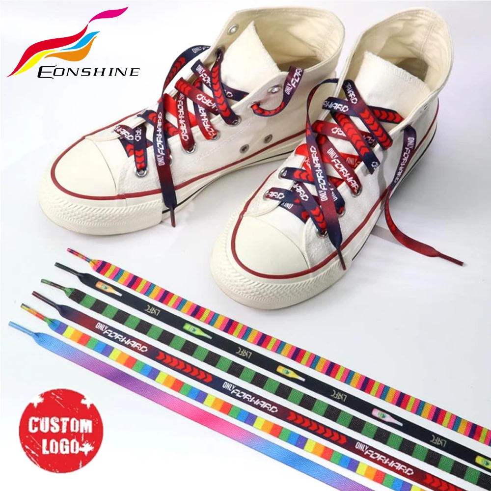 Wholesale Custom Shoelaces with Logo Printed Pattern Shoe Laces Tube Flat Custom Shoe Lace