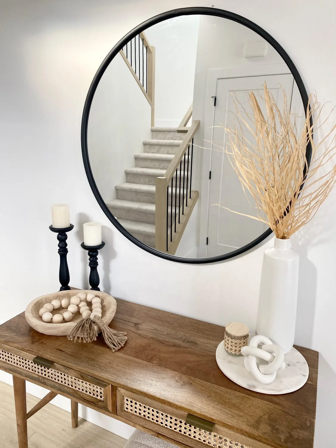 Oversized Farmhouse Beads/Rustic Farmhouse Decor Decorative With Twine/Wood Bead Garland with Tassel