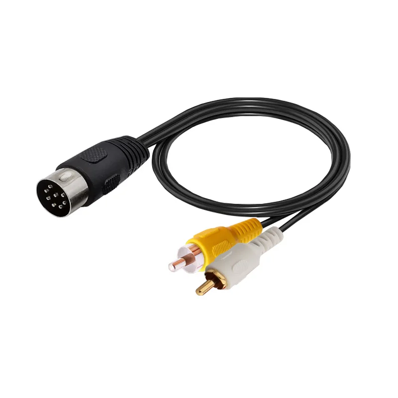 Midi Din 5 7 8 Pin Cable to Double Lotus 2RCA Jack Power Amplifier Audio Equipment Adapter For Stereo Home Theater