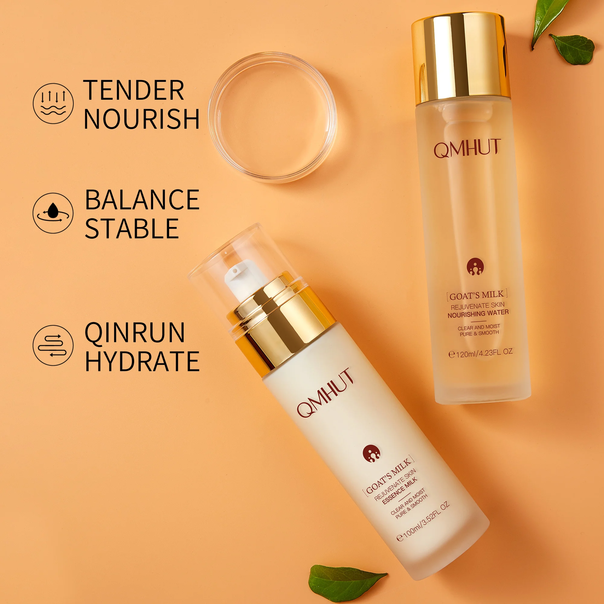 Oem Odm Moisturizing Goat Milk Serum Toner Firming Repairing  2 Pack Set Skin Care Kit For Travel