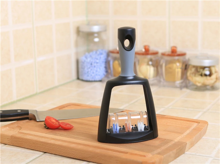 Kitchen Hand hold design knife sharpener Three Stages  ABS ceramic corundum manual knife sharpener