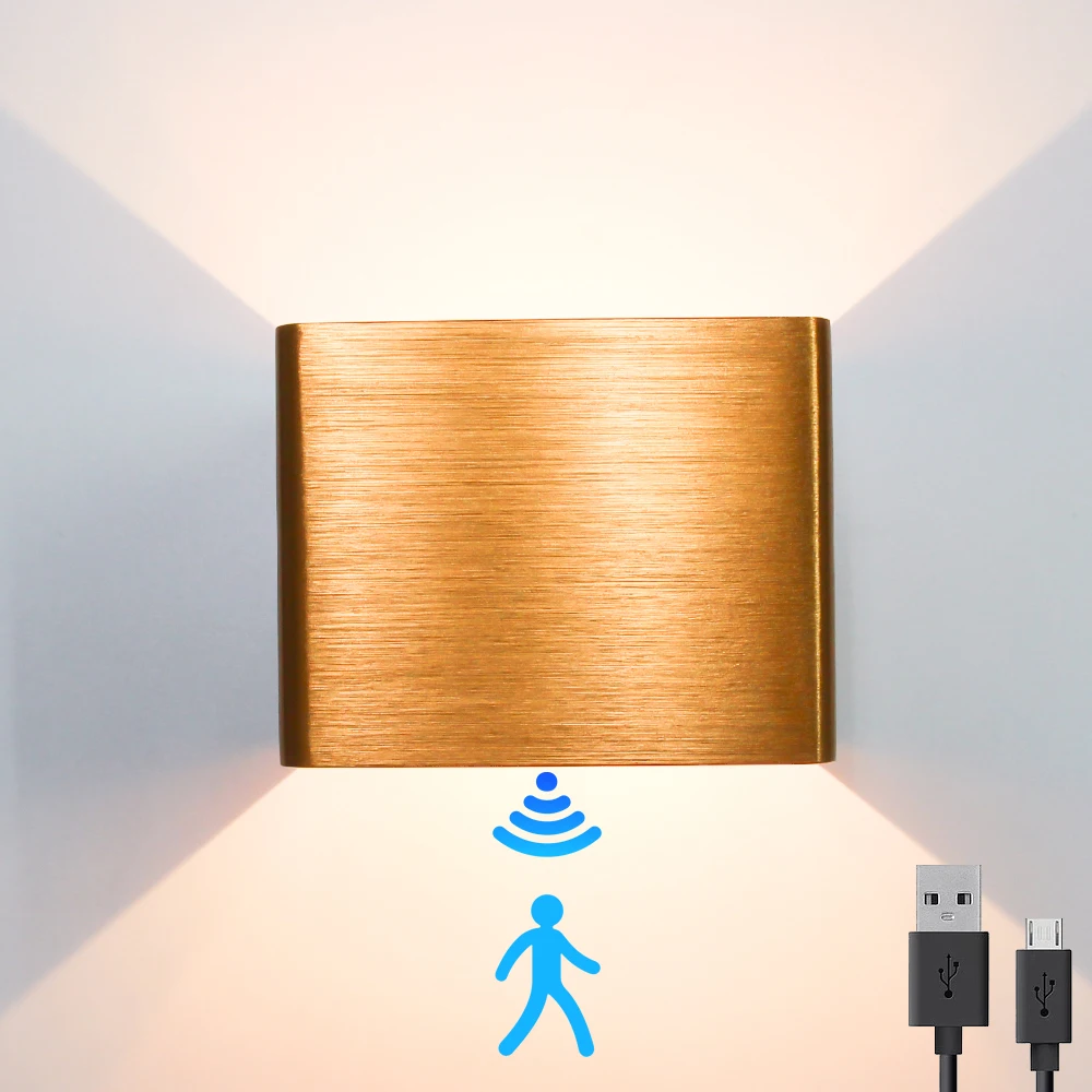 2023 PIR сенсор Oplaadbare wandlamp Алюминиевый USB type C беспроводной аккумулятор 4000 мАч Магнитный настенный светильник перезаряжаемый