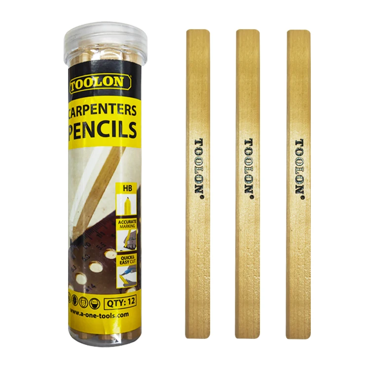 Black color promotional wood carpenter pencil in sharpener manufacturer bulk custom logo pencil packaging