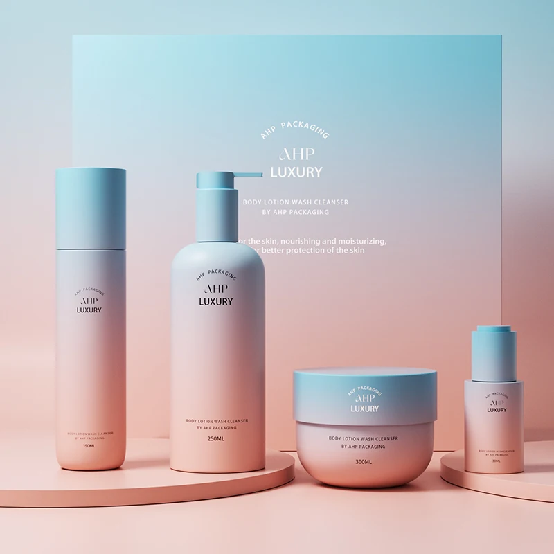 luxury plastic bottles for shampoo and conditioner skincare body cream shower gel packaging bottle 250ml body wash packaging