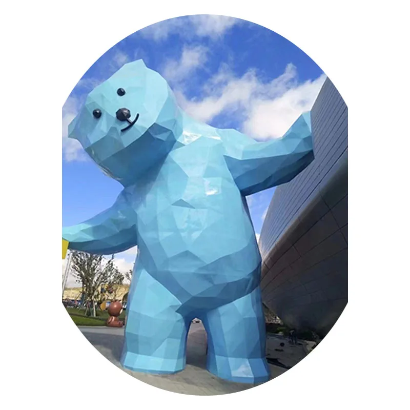 Factory customized outdoor large geometric fiberglass animal bear sculpture statue