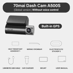 70mai Dash Cam Pro English Pro Plus 1944P 70mai Car DVR Camera GPS ADAS 140FOV 24H Parking Monitor 70mai Pro Plus A500S