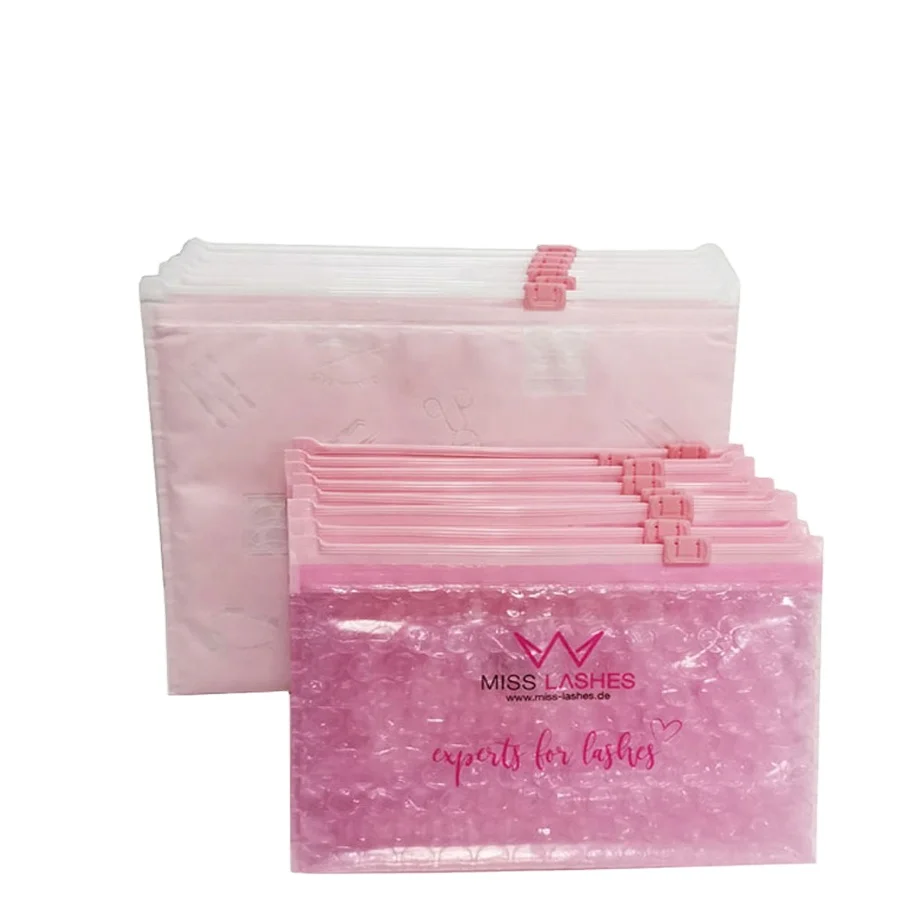 Pink PVC Bubble Zipper Mailer Reusable Cosmetic Storage Collection Bag Slider Zip Padded Pouch