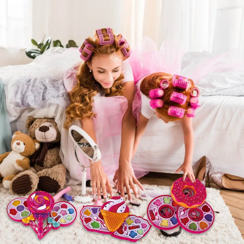 Cosmetics Set Toys Lippie Lipstick Blusher Eyeshadow Compact Girl's Make-up for Children Girl Beauty Fashion
