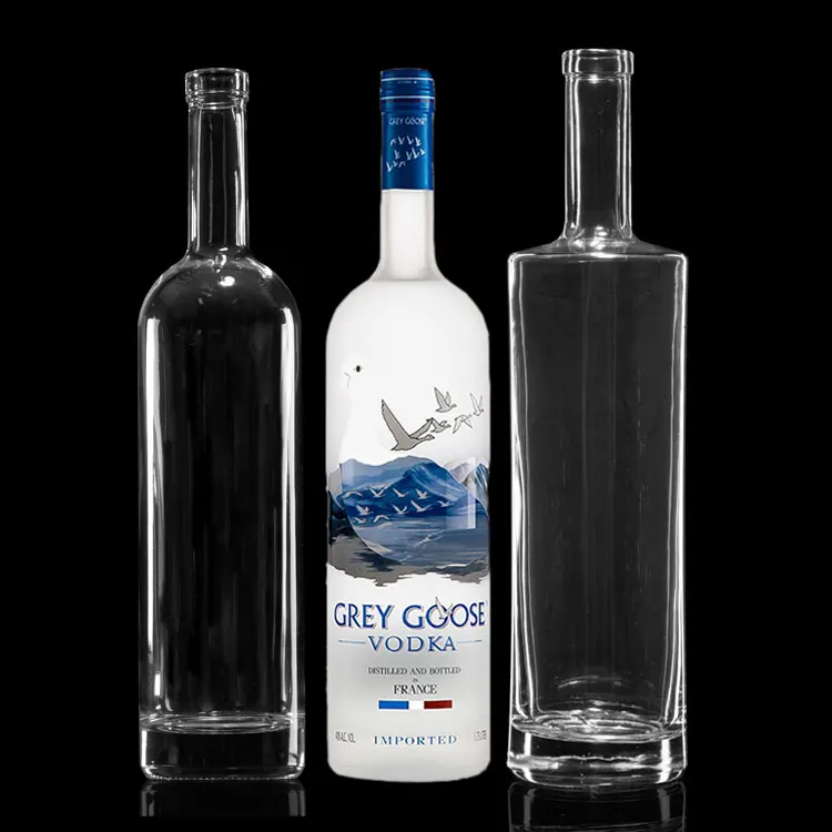 Cheap wholesale cylinder vodka glass bottles 750ml spirit