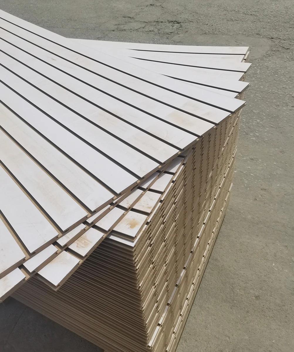 Melamine Slotted MDF Board Waterproof MDF Sheet  For Display Panel With Aluminum Bar