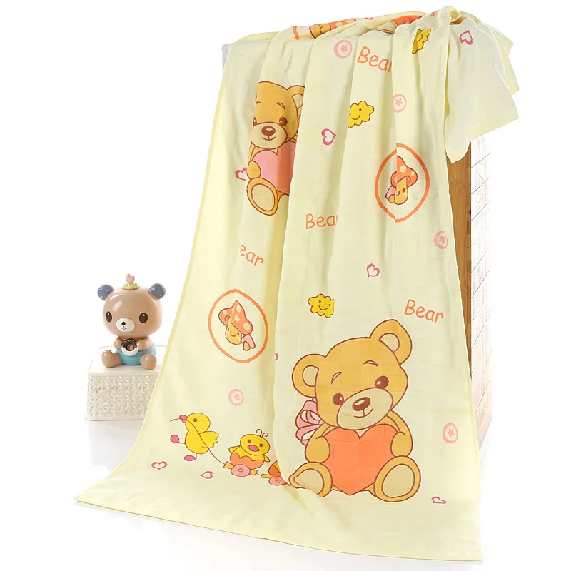 
China verified 70*140cm cotton super soft gauze jacquard cartoon animal characters printing baby bath rapping towels suppliers 