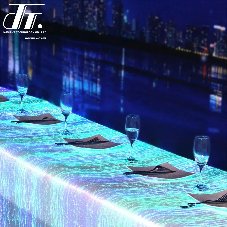 LED wedding banquet luminous tablecloth raw material fiber optic textile fabric