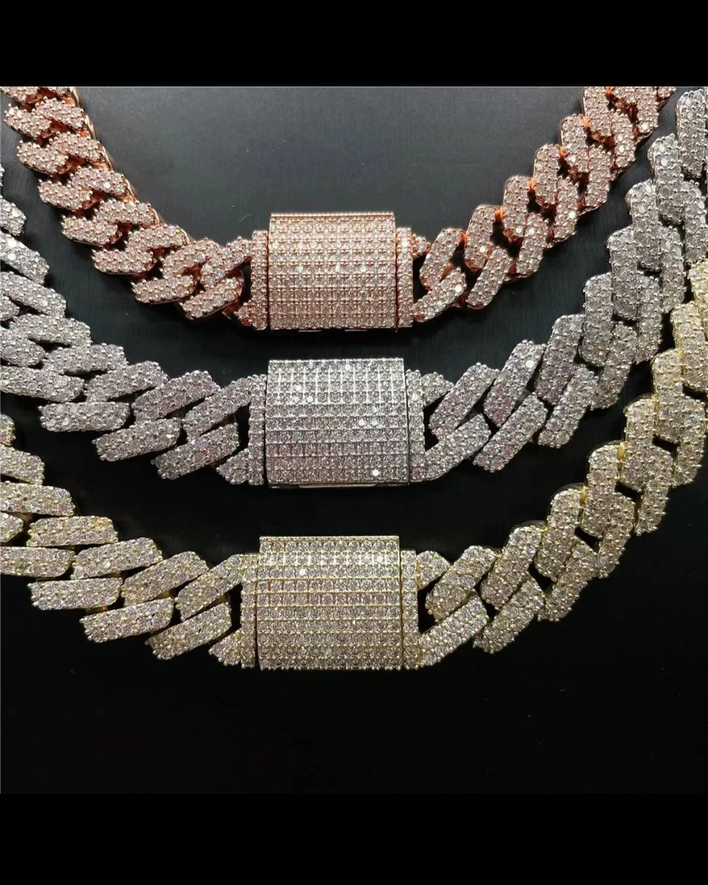 Sterling Silver Hip Hop Moissanite Cuban Link Chain Vvs Moissanite Tennis Chain Thick Miami Moissanite Necklace