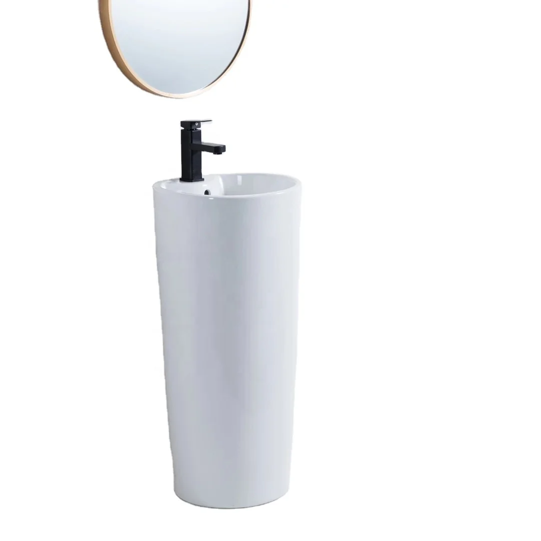 White One-piece Ceramic lavabo art Freestanding bathroom sinks wash basin Price