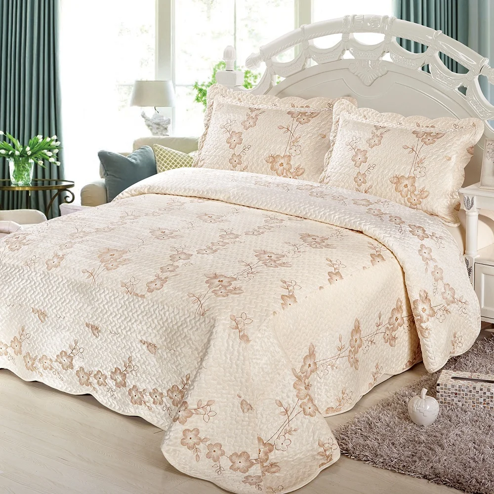 
Soft Velvet Printed Short Plush Microfiber Quilted Bedspread 