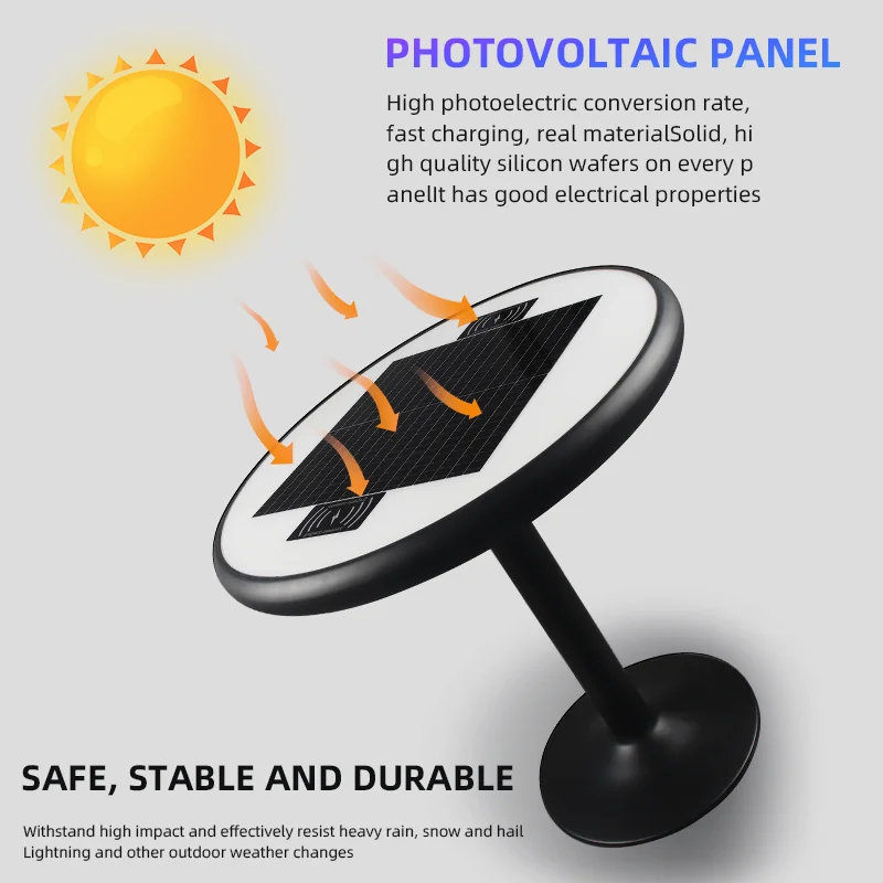 Cheap RGB LED Outdoor Garden Bench Phone Wireless Charging bluetooth Desk Smart Coffee Table Solar Charging Table