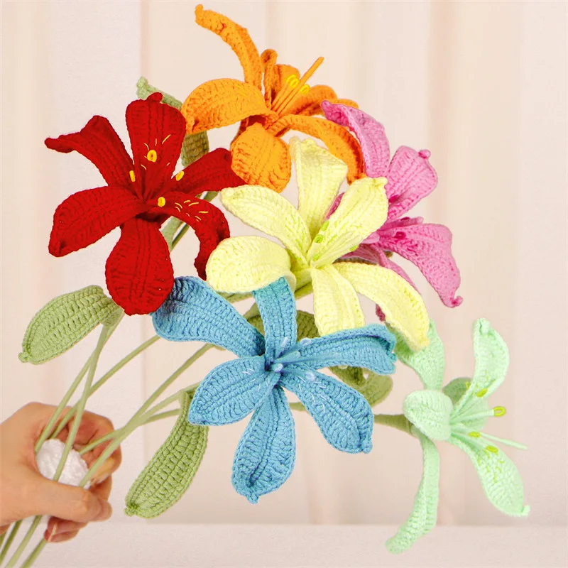 2024 Finished Crochet Flowers Wind Hyacinth hand knitted flower  Handmade Woven Flower Home Decorations