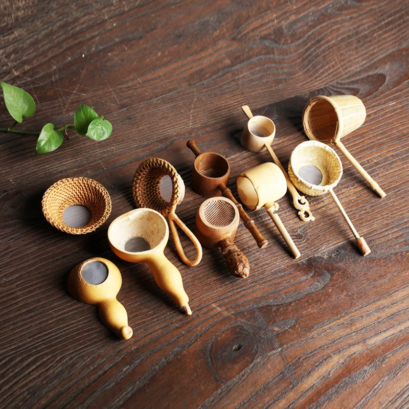 Pure Natural Bamboo Calabash Japanese Style Handmade Weaved Kung Fu Tea Accessory Tea Strainer for Loose Leaf Tea