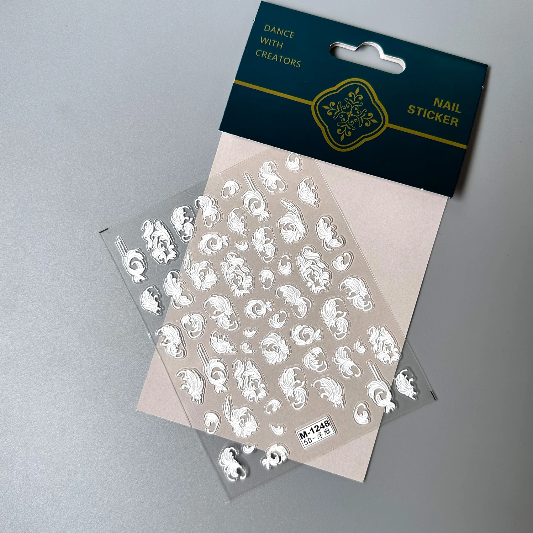 Factory Direct 5D White Flower Nail Art Stickers Design Embossed Nail Decal Manicure Stickers for Nail Salon