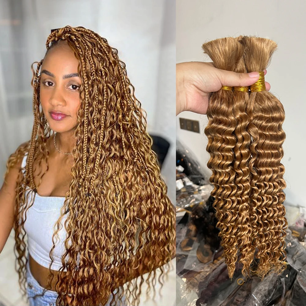 2 Bundles/Pack of Bulk Indian Hair for Boho Braiding Body Wave Style without Weft Wet N Wavy Deep Wave Bundles Braids