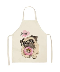 Cute pug pattern linen apron