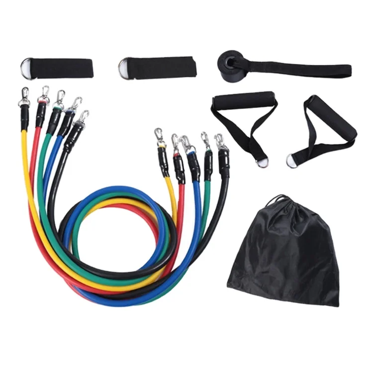 11pc Home Workout Exercise Fitness Resistance Band Set with Handles Door Anchor and Ankle Straps