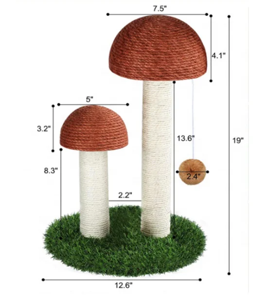 Wholesale New Cat Trees & Scratcher High Quality Natural Sisal Mushroom Cat Scratching Post Cat Scratch Post Tree and Tower