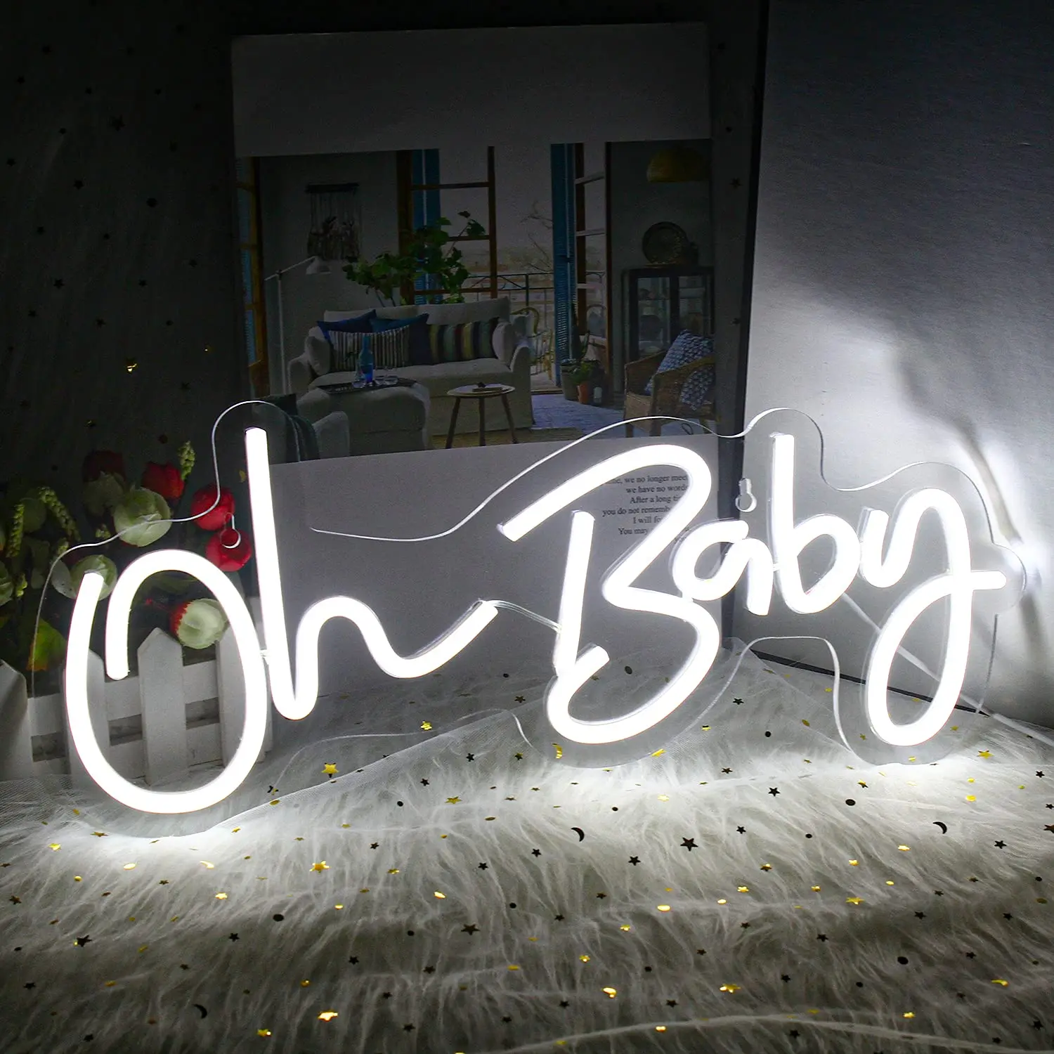 Neon Sign Oh Baby LED Neon for Nursery Bedroom Game Room Party Baby Shower Room Decor