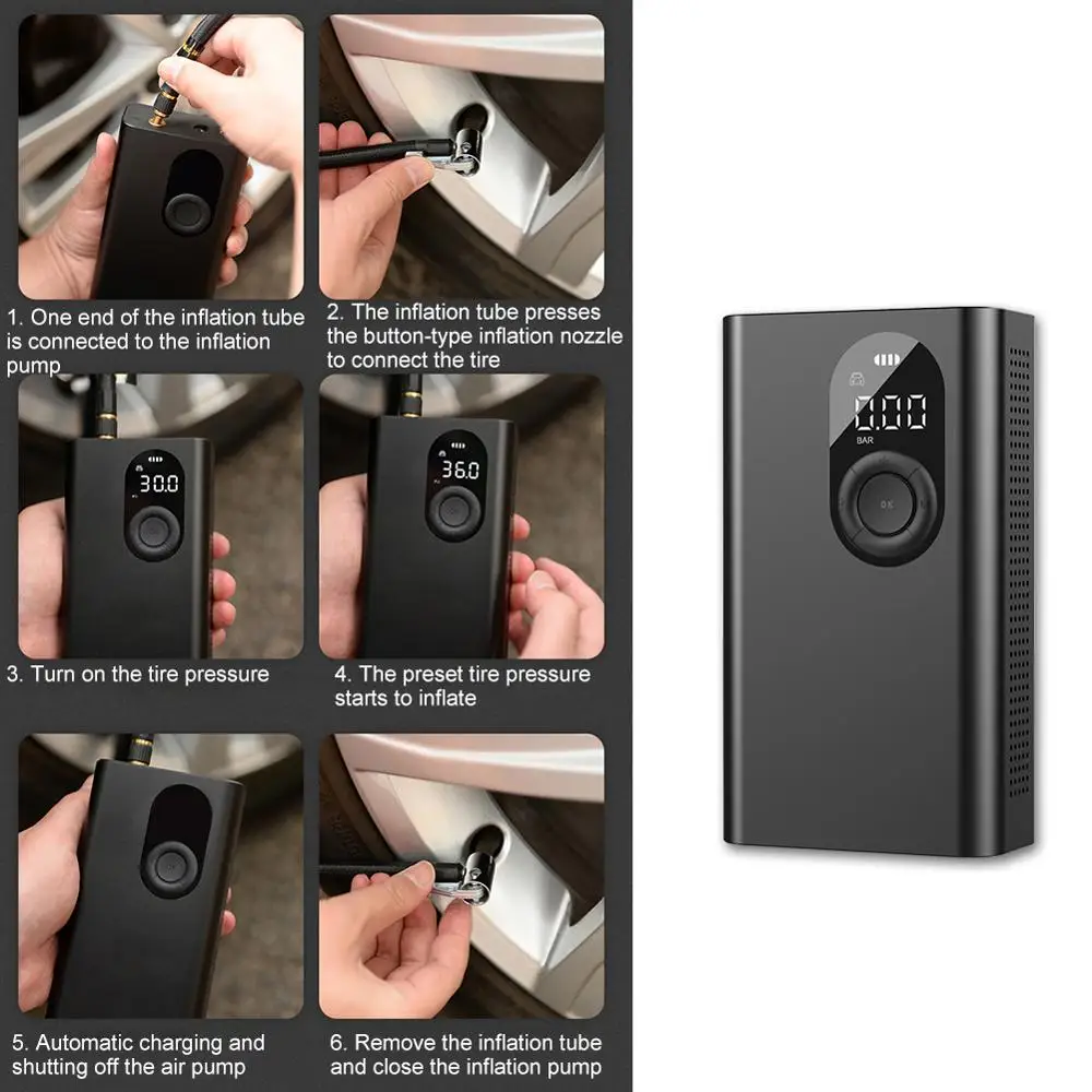 Автомобильный беспроводной надувной насос 12 В, портативные автомобильные воздушные насосы, электрический насос для шин, Мини цифровой насос для шин