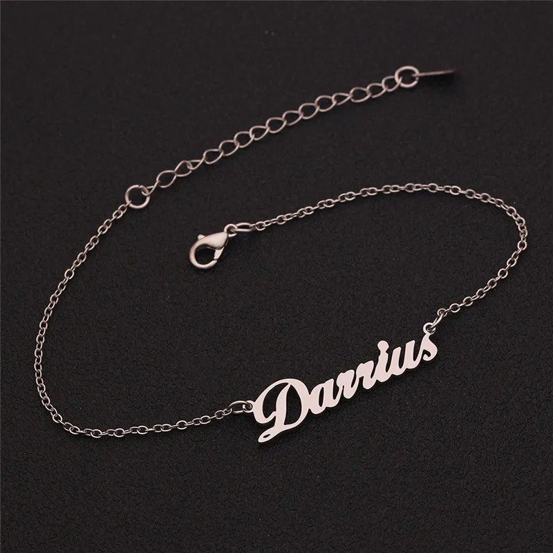 Factory Wholesale Adjustable Alphabet Bracelet Simple Fashion Custom Name Stainless Steel English Bracelet