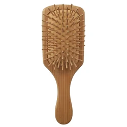 Amazon Hot Eco-friendly bamboo wood detangler hair brush Private label natural rubber cushion paddle wooden hair comb for Salon