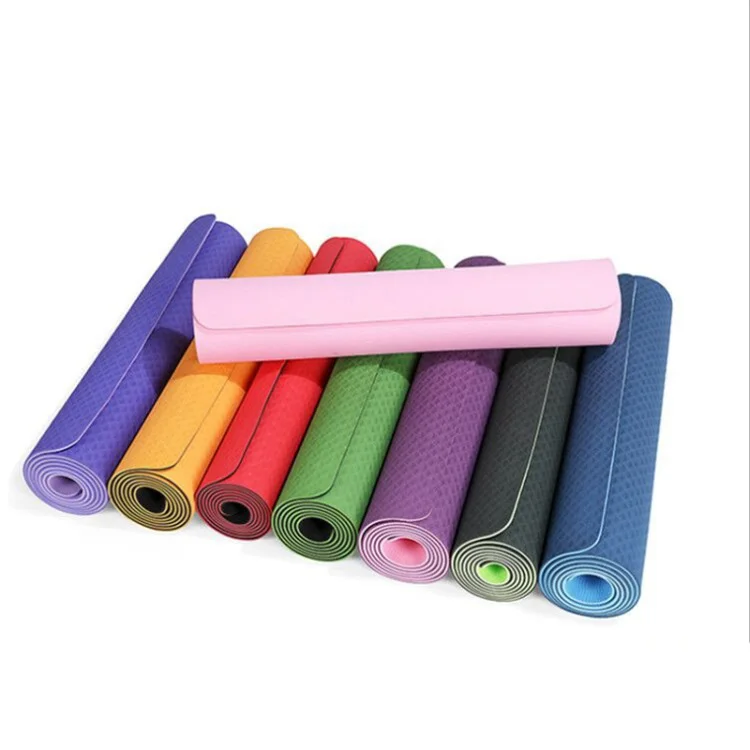 2021 Lulu lemon rubber yoga mat manufacturer customized color purple yellow tpe 6mm foam yoga mat with image