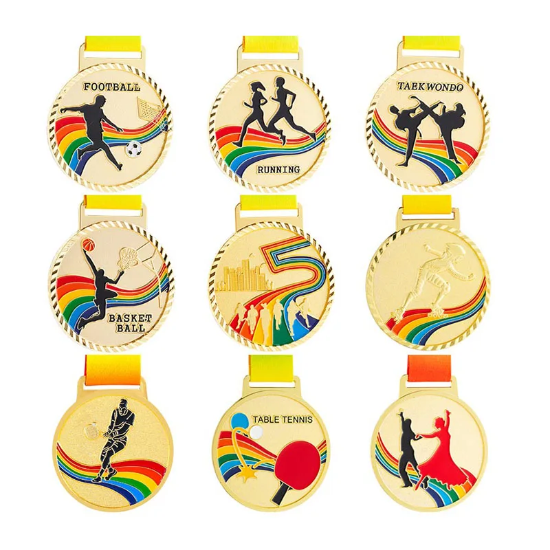 custom blank medals for ribbon cycling metal sports award trophies military with gold medal