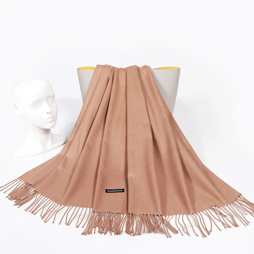 Winter Cashmere Scarf Luxury Scarves Lady Tassel Bandana Women Solid Shawl Wraps Foulard Tippet Pashmina Solid Color
