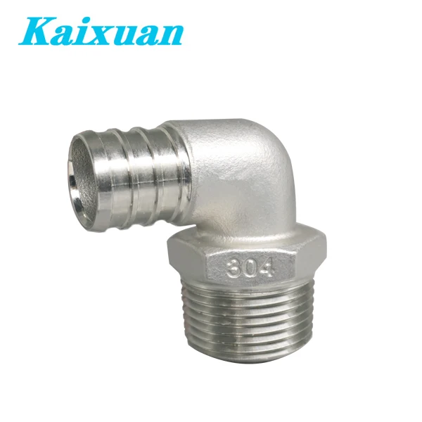 1/2P x 1/2M Inch PEX Male Threaded NPT Elbow 90 Connector Fitting Crimp Stainless Steel 304, 316 for PEX Pipe Tubing