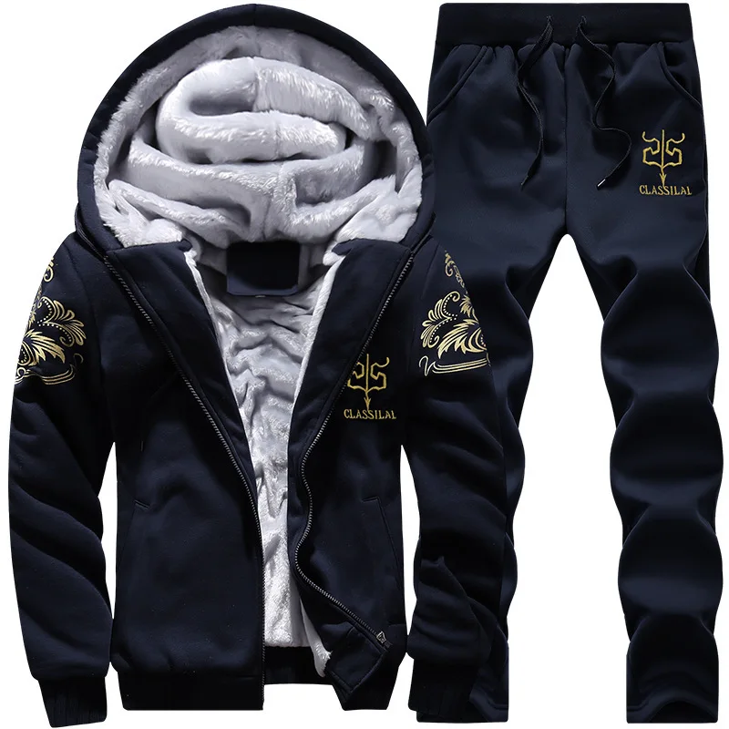 hotsale Winter Thick Fleece track suits tracksuit For Men /Mens Polyester Sports wear Track Suit