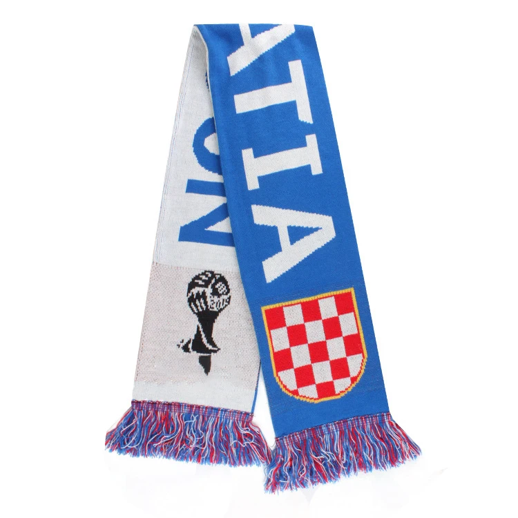 Wholesale Acrylic Jacquard Scarf Football Knitting Fan Scarf With Customized Logo