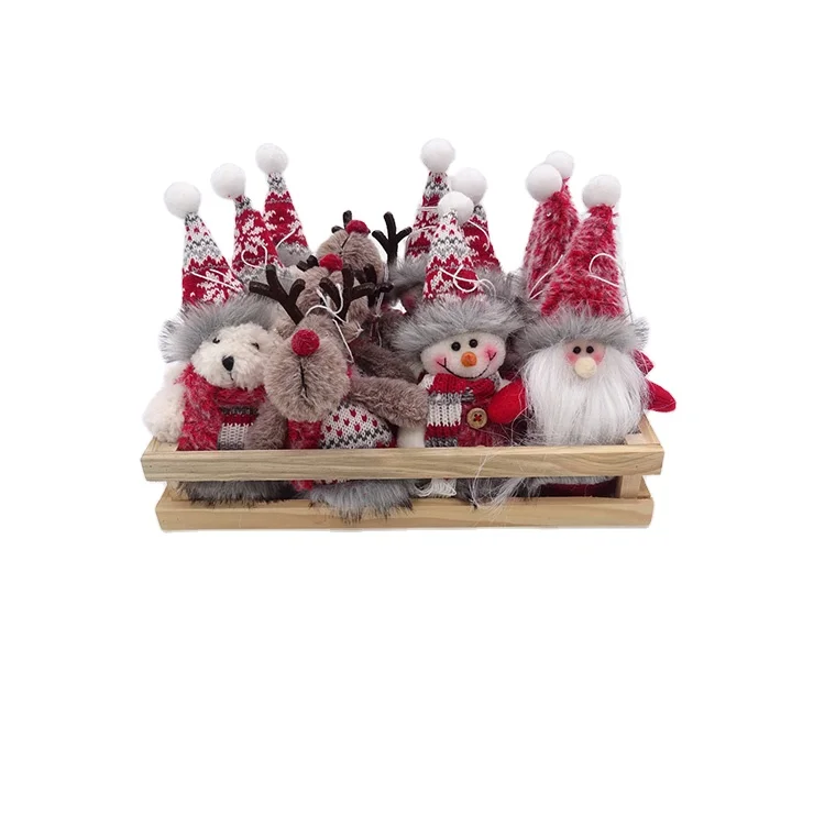 11*20CM 12PCS Hanging Pendants Santa Claus Polar Bear Snowman Deer Christmas Ornament Xmas Tree Decorations