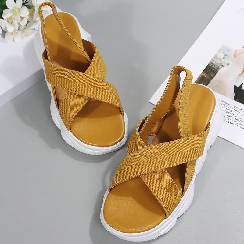 Luxury High Quality Casuay Wide Fit Woman Trendy Sporty New Design Platform Slide 2022 Flat Sandal