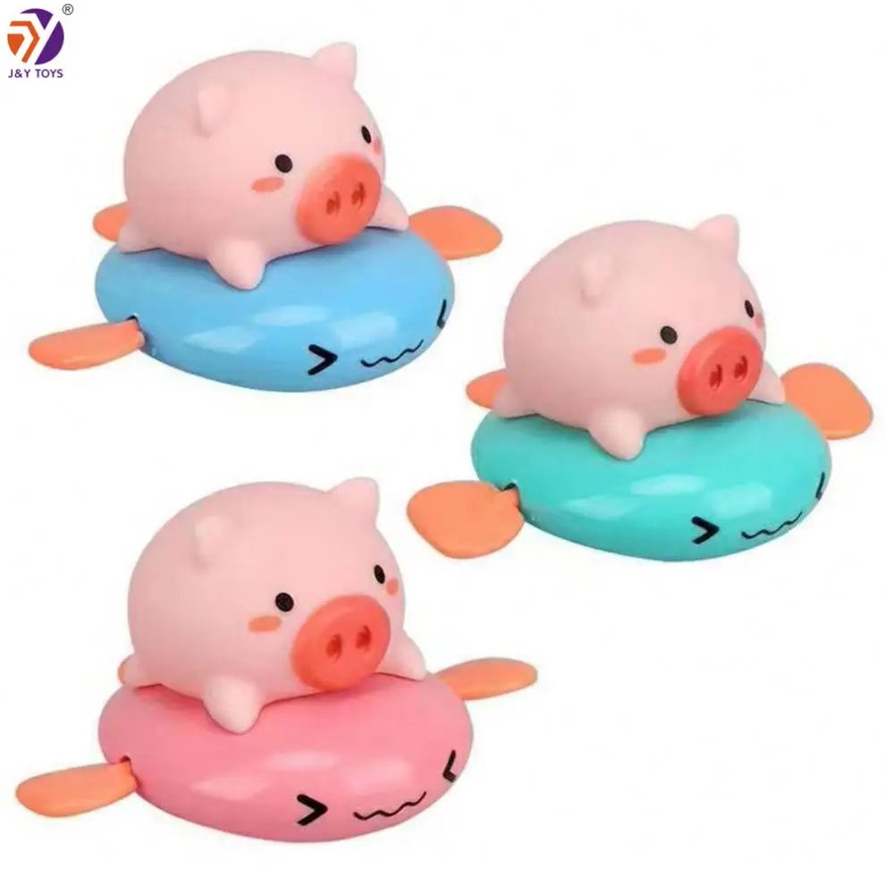 Hot selling popular baby shower bath toys swimming floating wind up bath toy mini cute pig shaped wind up toys