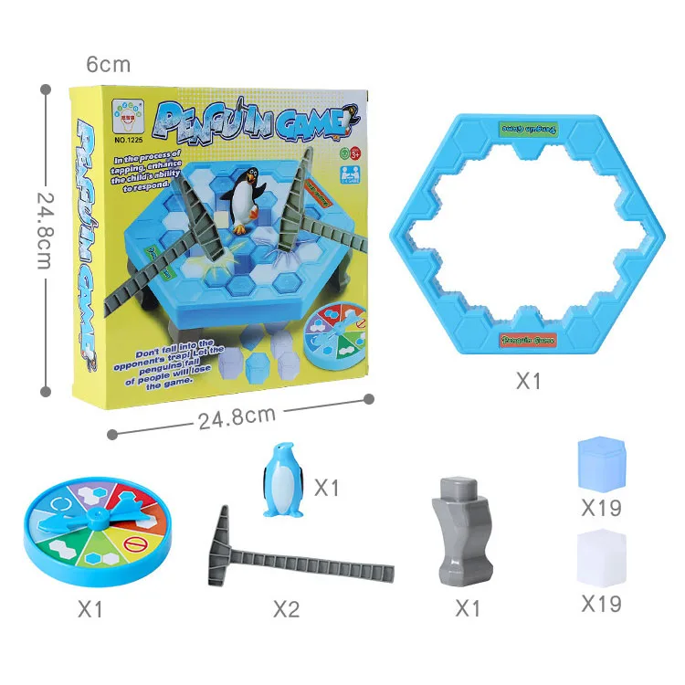 2023 Promotional Plastic Kids Table Chiseling Ice Rescue Penguin Ice Breaking Board Game Animal Toy