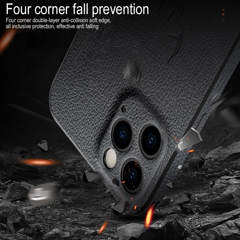 Leyi all inclusive four corner fall prevention skin feel protective PU leather Deer Head mobile phone case for iPhone 13 pro max