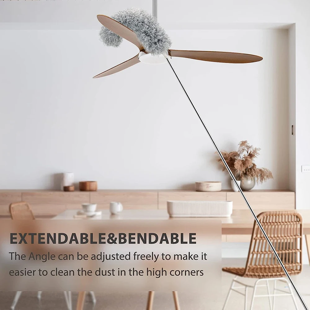 Custom 100 inch telescopic pole extendable microfiber Feather Ceiling rod fan dust duster for home cleaning