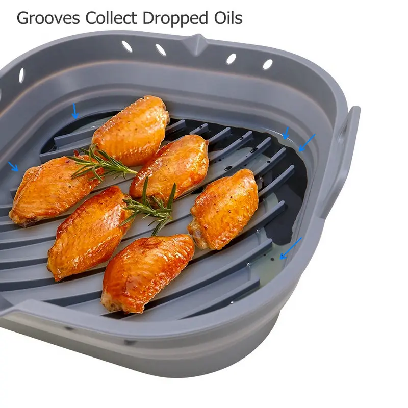 BPA Free Food Grade 8.5 Inch Air Fryer Silicone Mold Pots Airfryer Liners Baking Tray Mat Cake Pan Accessories for Air Fryer
