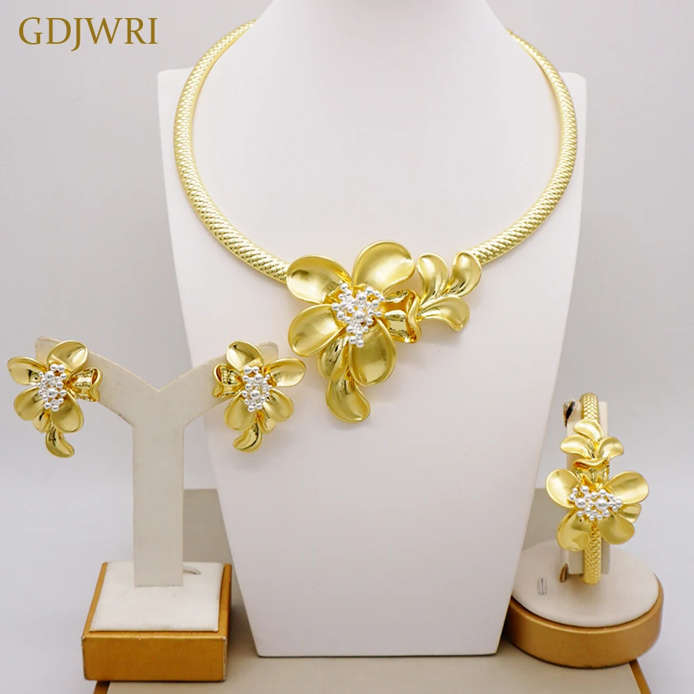 GDJWRI RC15 Дубай набор Индивидуальные Новые поступления женские серьги 18k 14 k золотое ожерелье крупные ювелирные изделия