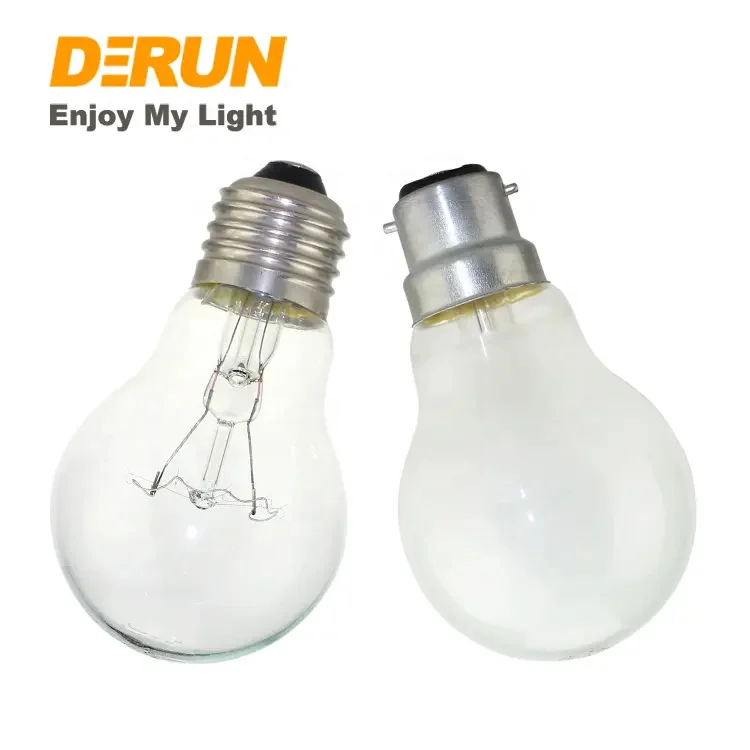 Factory A19 A60 Clear Light 40W/60W/75W/100W E27 B22 Base 2700K Tungsten Lamp Filament Bulb A19 Incandescent Light Bulb