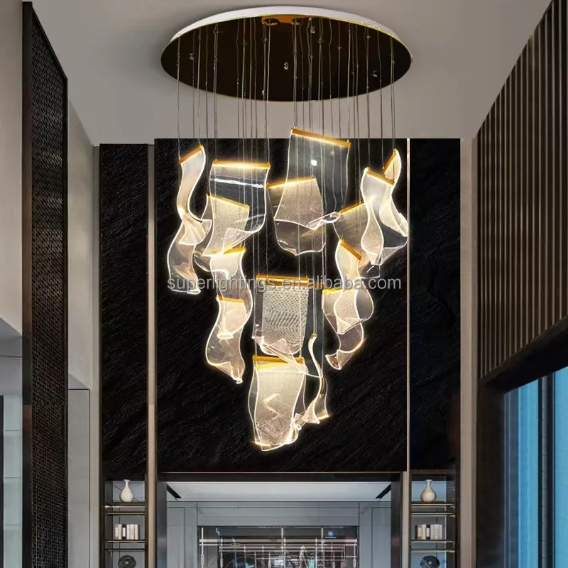 Nordic Factory  chandelier lamp modern round staircase lamp high-rise villa decoration chandelier